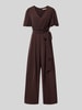 Rinascimento Jumpsuit mit Stoffgürtel Mittelbraun