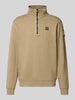 PME Legend Regular Fit Sweatshirt Baumwoll-Mix mit Troyer-Kragen Sand