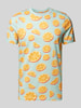 MCNEAL T-shirt we wzory na całej powierzchni Neonowy pomarańczowy
