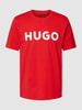 HUGO T-shirt met labelopschrift, model 'DULIVIO' Rood