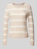 Tommy Hilfiger Gebreide pullover met logostitching Zand