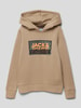 Jack & Jones Bluza z kapturem z nadrukiem z logo Piaskowy