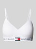 TOMMY HILFIGER Push-up-Bralette aus Baumwoll-Mix mit elastischem Label-Bund Modell 'HERITAGE' Weiss