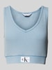 Calvin Klein Jeans Crop Top mit Label-Badge Hellblau