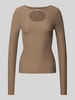 Guess Longsleeve mit Schlüsselloch-Ausschnitt Modell 'AMIRA' Taupe