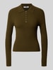Mango Strickshirt mit Polokragen Modell 'TWENTIES' Khaki