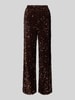 PIECES Hose mit Paillettenoptik Mittelbraun