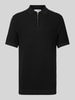 SELECTED HOMME Poloshirt mit kurzem Reißverschluss Black