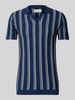 Blend Slim fit poloshirt met ribboorden, model 'BHAMOS' Marineblauw