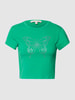 REVIEW Cropped T-Shirt mit Label-Applikation Mint