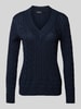 Lauren Ralph Lauren Gebreide pullover met ribboorden Marineblauw