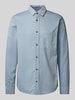 Tom Tailor Regular Fit Hemd mit Strukturmuster aus reiner Baumwolle Blau