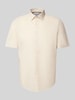 Jake*s Slim Fit Leinenhemd mit Knopfleiste Sand