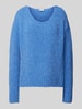 Milano Italy Oversized Strickpullover mit gerippten Abschlüssen Hellblau