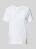 Selected Femme T-shirt met V-hals, model 'ESSENTIAL' Wit