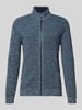 camel active Slim Fit Strickjacke Modell 'Mouline' Petrol