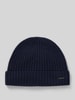 JOOP! Collection Beanie van wol met labeldetail, model 'FRANCIS' Marineblauw