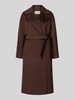 Weekend Max Mara lange wollen jas met strikceintuur model 'WKDRESINA' Donkerbruin