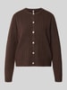PIECES Regular Fit Strickjacke mit Woll-Anteil Modell 'SILLY' Mittelbraun Mel