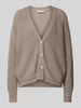 0039 Italy Strickjacke von V-Ausschnitt Modell 'LARA' Taupe