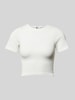 Only T-shirt krótki z fakturowanym wzorem model ‘GWEN’ Złamany biały