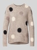 FREE/QUENT Gebreide pullover met ribboorden, model 'Luisa' Taupe