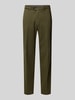 Hiltl Regular fit stoffen broek met persplooien, model 'Peaker' Olijfgroen