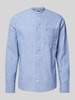 Tommy Jeans Koszula casualowa w jednolitym kolorze z wyhaftowanym logo Niebieski