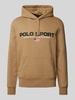 Polo Sport Hoodie met labelprint Kaki