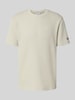 CHAMPION T-Shirt mit Logo-Stitchings und Rundhalsausschnitt Beige