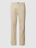 Blend Regular fit broek van een mix van katoen en linnen met elastische band Beige