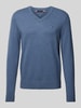 Tommy Hilfiger Gebreide pullover met logostitching, model 'PIMA' Jeansblauw