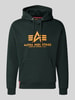 Alpha Industries bluza z kapturem o kroju regular fit z mieszanki bawełny z nadrukiem z logo Petrol