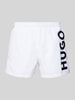 HUGO Relaxed Fit Badeshorts mit Label-Print Modell 'ABAS' Weiss