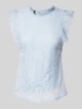 Pieces Regular Fit Top mit Spitzenbesatz  Modell 'COLLINE' Hellblau