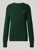 Lacoste sweter z czystej wełny o kroju regular fit Ciemnozielony