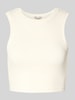 Only Slim Fit Crop Tops aus Baumwoll-Mix Modell 'VILMA' Offwhite
