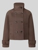 Jake*s Casual Regular Fit Wollmantel mit Viskose-Anteil Dunkelbraun