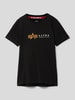 Alpha Industries T-shirt met labelprint, model 'Label' Zwart