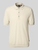 BOSS Regular fit gebreid poloshirt van een mix van lyocell en katoen, model 'LANNOTTI' Offwhite