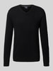 Christian Berg Men Wollpullover mit V-Ausschnitt und Kaschmir-Anteil Black