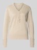 FREE/QUENT Gebreide pullover met korte knoopsluiting, model 'KATIE' Offwhite gemêleerd