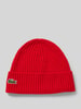 Lacoste Beanie in Strick-Optik Rot