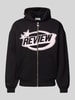 REVIEW Sweatjacke mit Label-Print Black