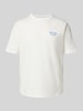 Pepe Jeans T-shirt met labelstitching, model 'Aris' Offwhite