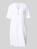 ZABAIONE Knielange linnen jurk met V-hals Wit