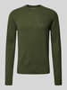 MCNEAL Strickpullover aus Lammwolle mit Label-Stitching Khaki Melange