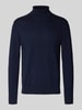 SELECTED HOMME Rollkragenpullover mit gerippten Abschlüssen Dunkelblau