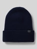 Barts Beanie met labeldetail, model 'KINABALU' Donkerblauw