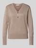 FREE/QUENT Strickpullover mit V-Ausschnitt 'Katie' Taupe Melange